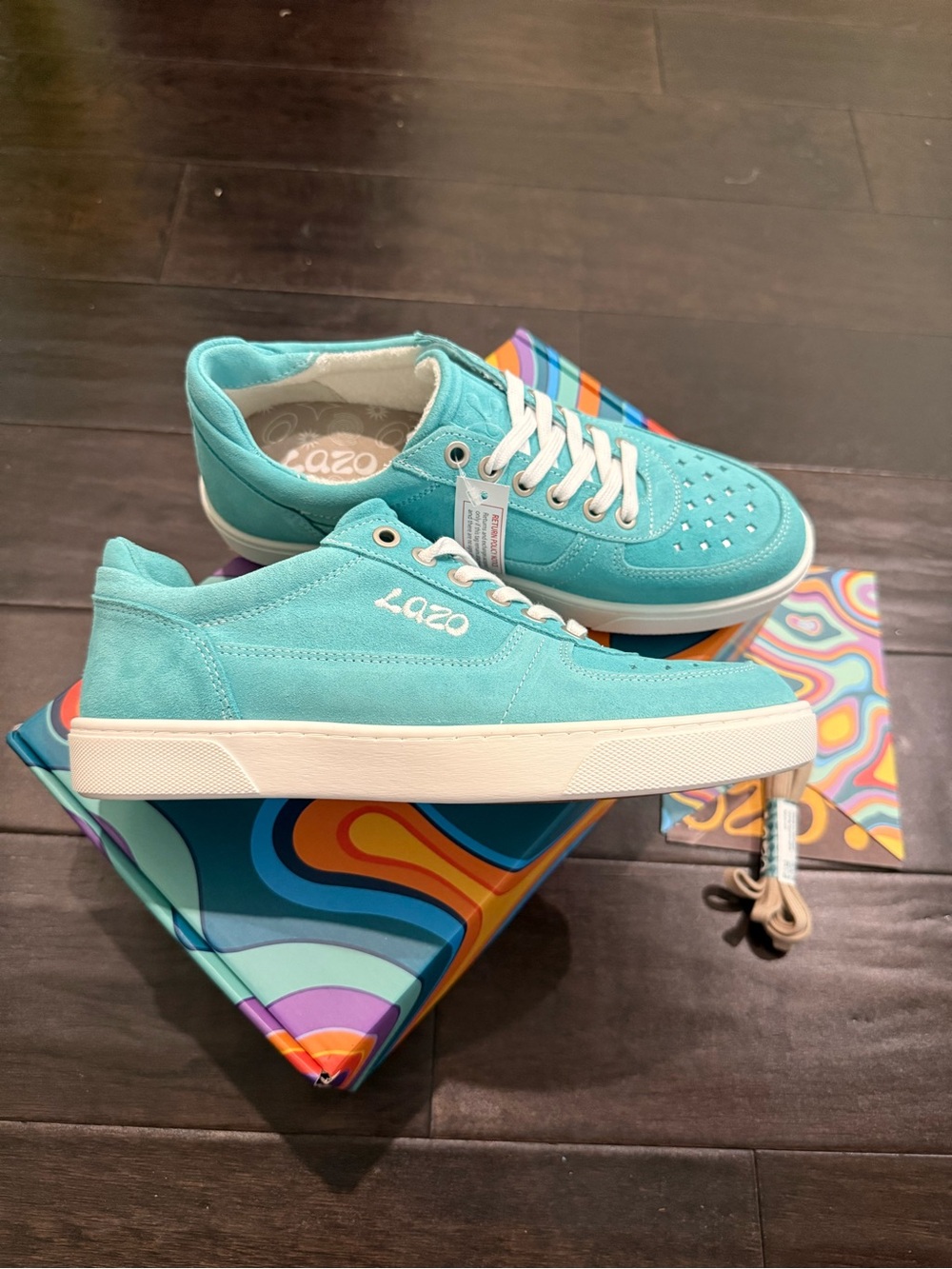 Women's Turquoise Suede Lace-Up Sneakers